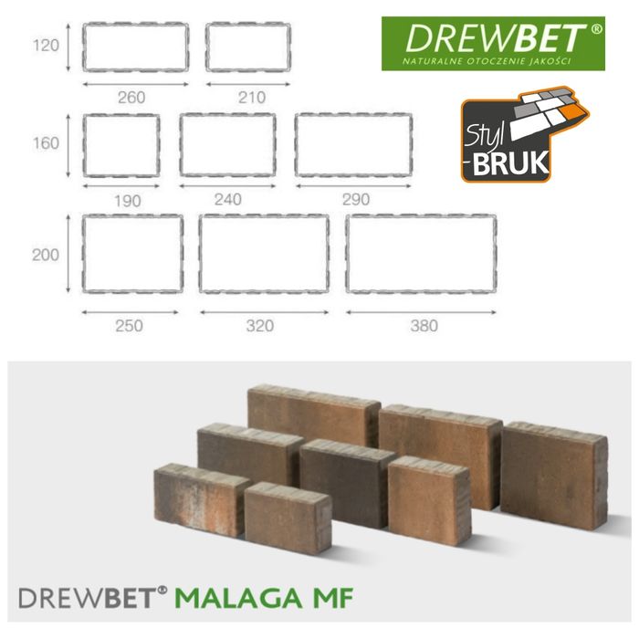 Kostka brukowa MALAGA gr.6cm - melanże kolorów HIT CENA!