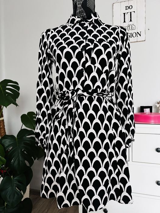 Biało-czarna Zara sukienka S