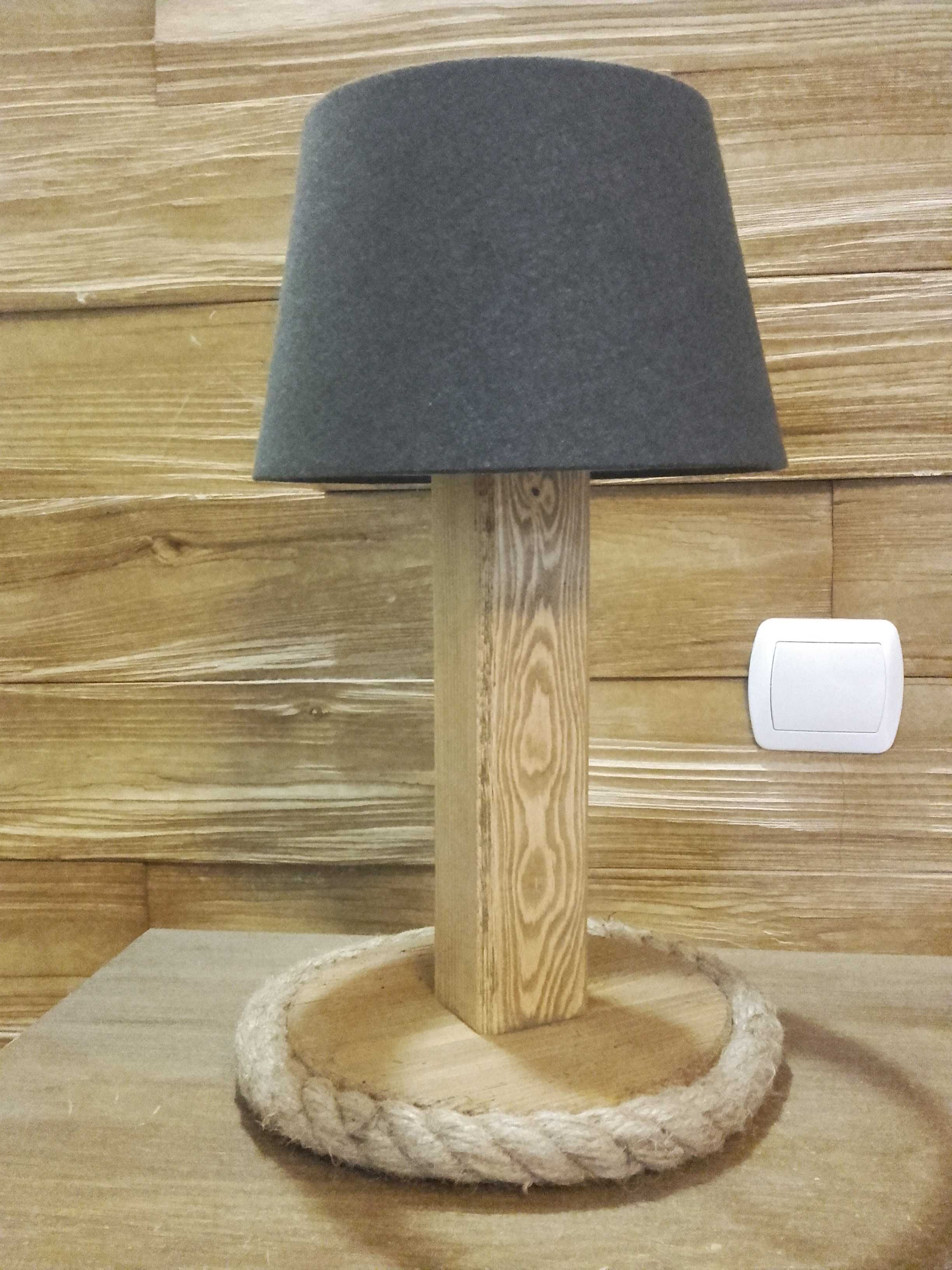 Lampka nocna drewniana styl rustykalny handmade