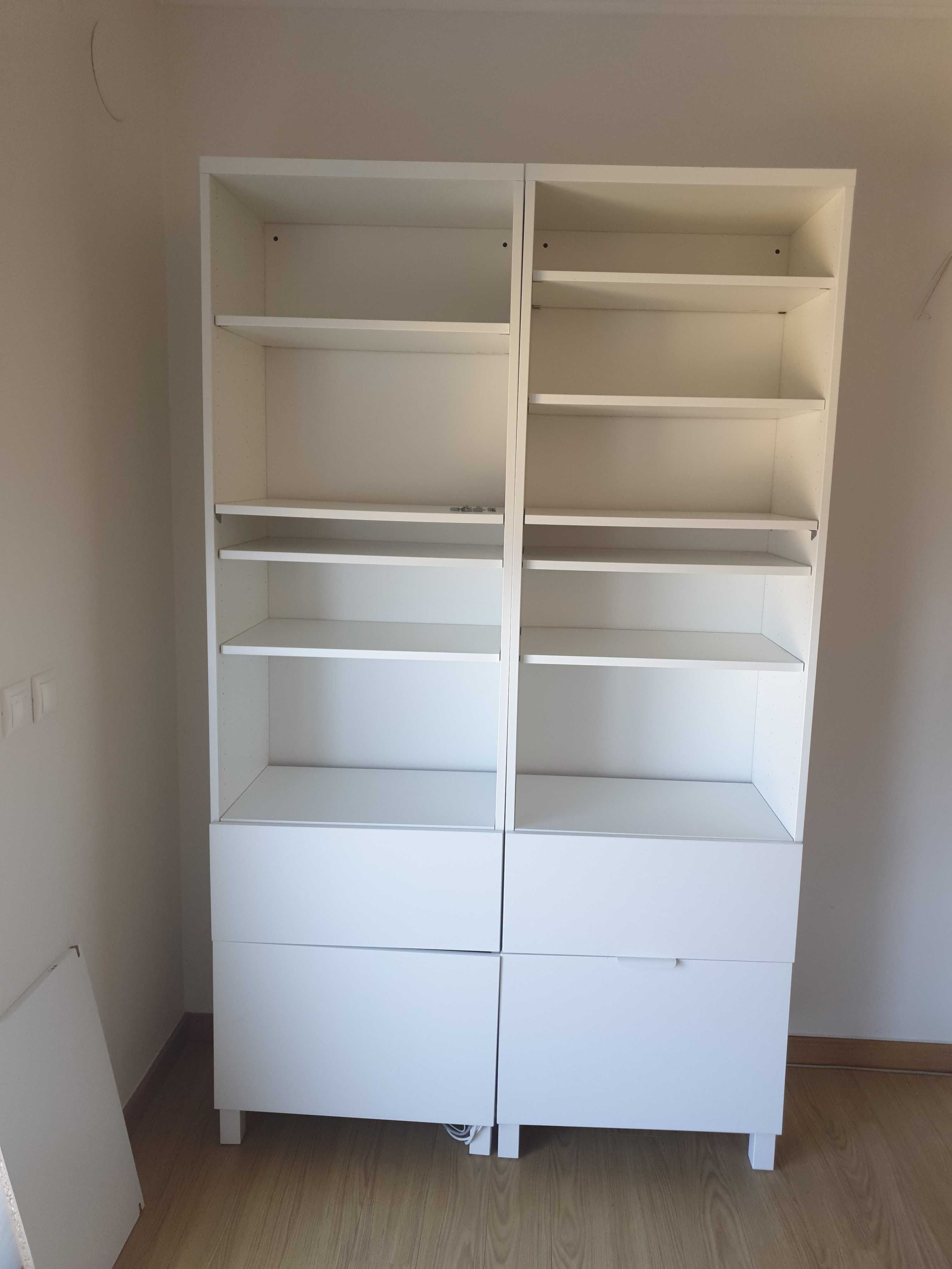 Bestå IKEA estantes dois 202 x 60 x 40 cm, portas gavetas brancas