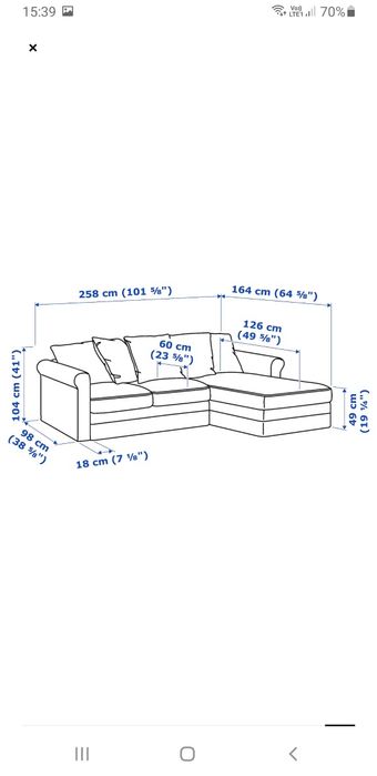 Sofa 3-osobowa z szezlongiem GRONLID