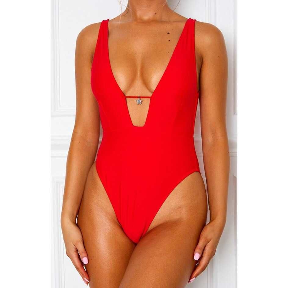 Nowe monokini strój kostium kąpielowy bikini czerwone M