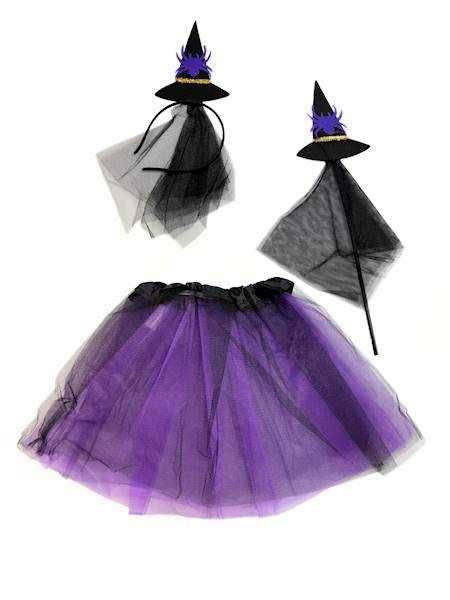 Strój wiedzma bal przebranie spódniczka opaska różdżka HALLOWEN ANDRZE