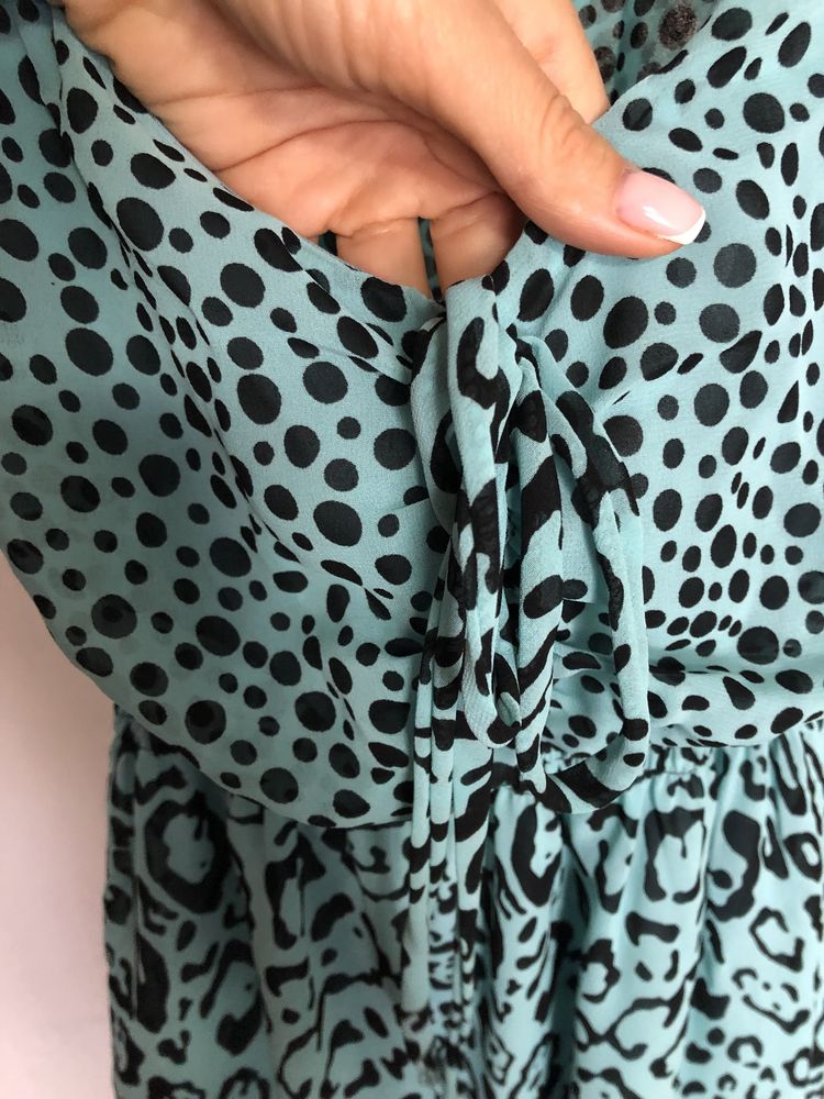 Шифонова коротка літня міні сукня в стилі babydoll леопард