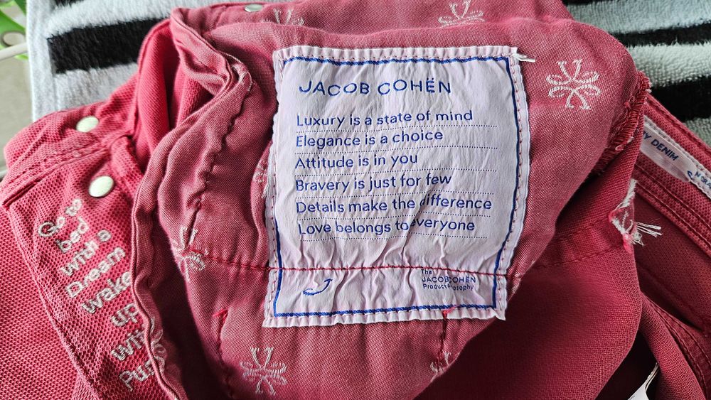 Czerwone spodnie dżinsowe męskie Jacob Cohen Luxury Denim, 32