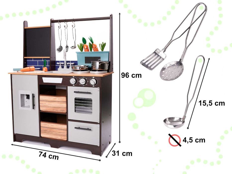 KUCHNIA do Zabawy dla Dzieci DREWNIANA mdf LOFT Akcesoria Duża XXL96CM