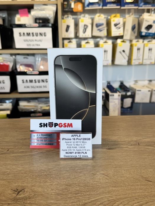 NOWY Apple iPhone 16 Pro 128GB - Natural Shop GSM Zator/Biedronka