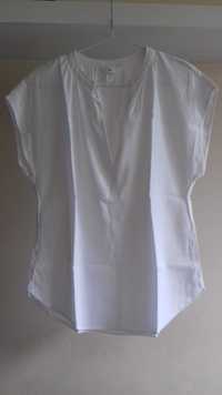 Biała bluzka z dekoltem w serek na stójce H&M S