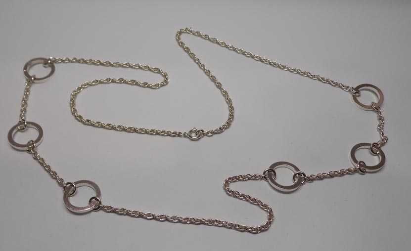 Srebrny łańcuszek zdobiony kółkami 80 cm. K&L
