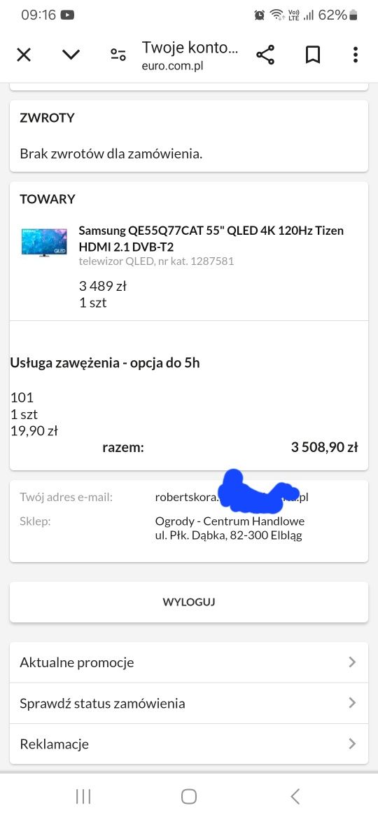 Sprzedam telewizor QLED Samsung