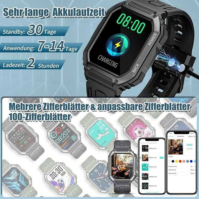 Smartwatch męski z funkcją telefonu 1,8"