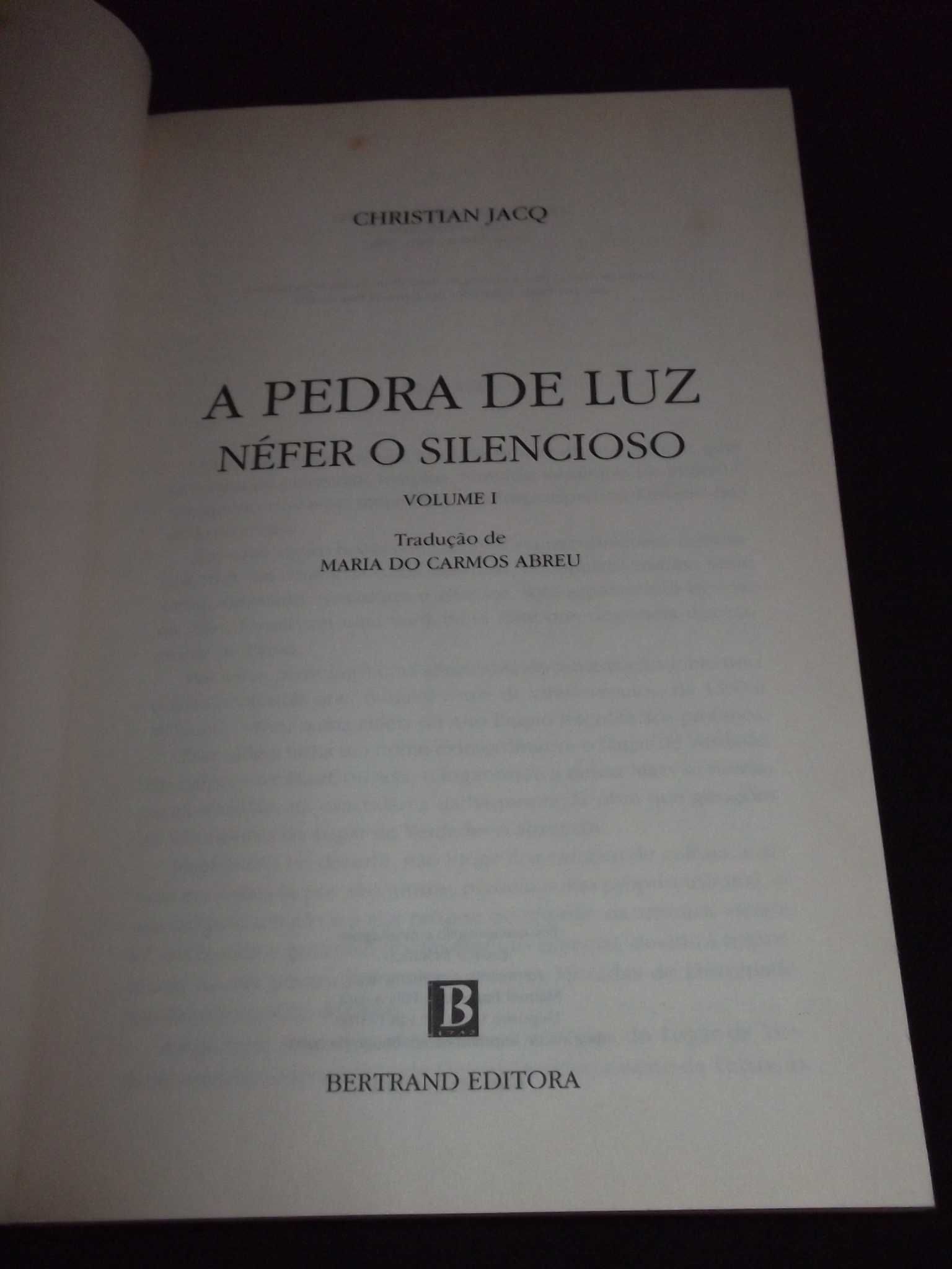 Livro A Pedra de Luz Néfer o Silencioso Christian Jacq