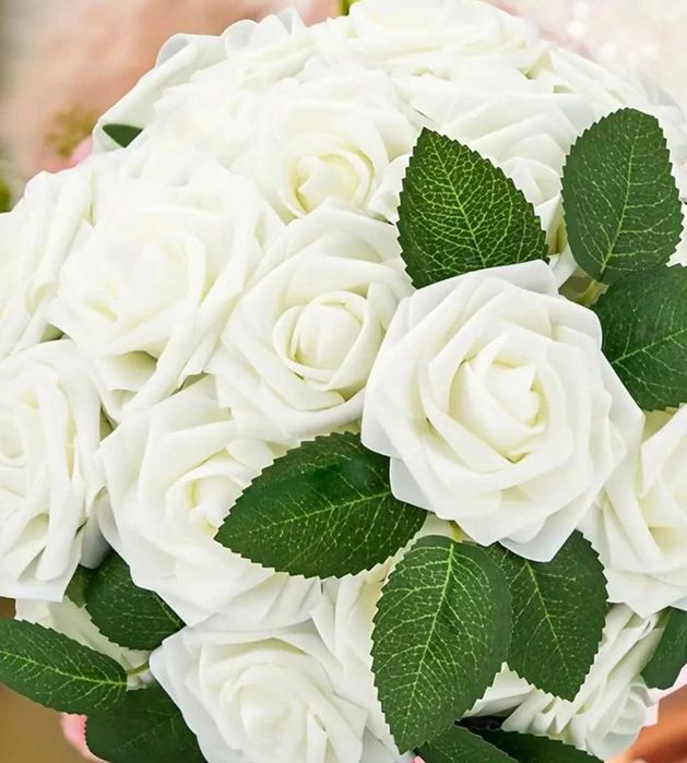 Весільний букет з штучних троянд, білі, декор на арку, столи,