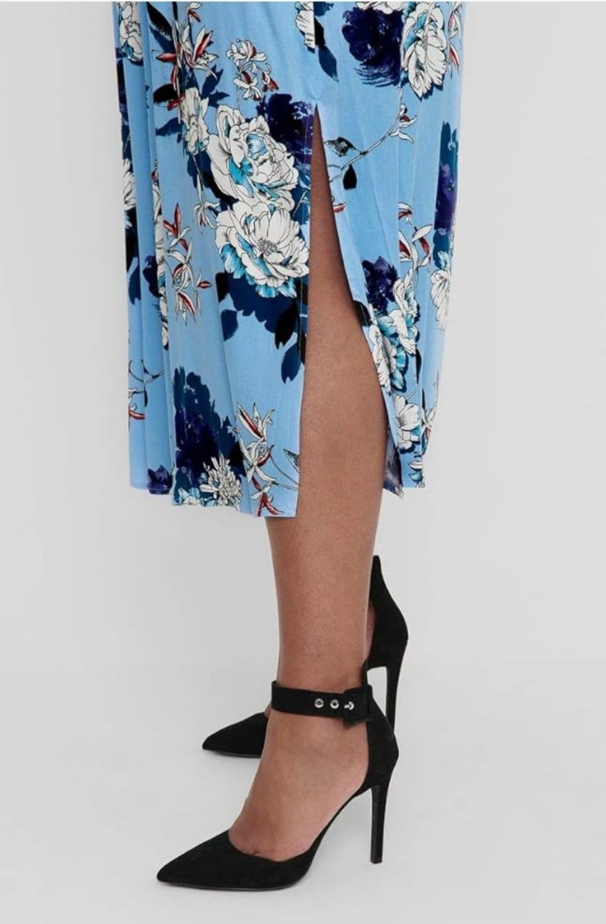 Sukienka Plus Size blekitna midi idealna na baby shower Komunię wesele