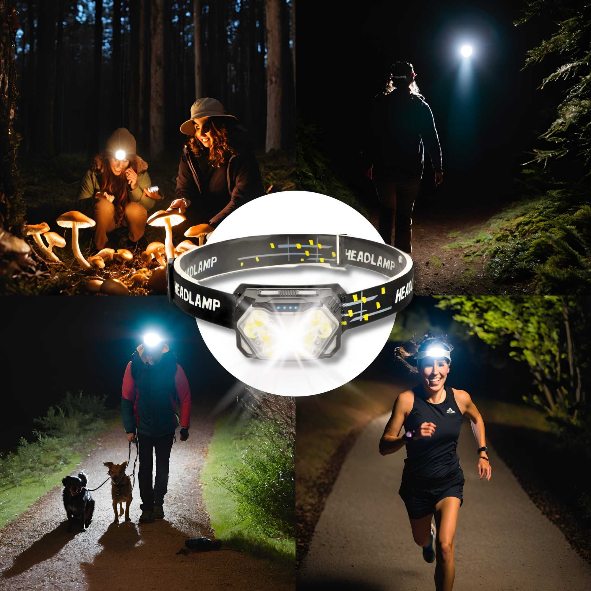 LATARKA CZOŁOWA LEDx9 lampa LED Mocna 2000 Lumenów Czujnik Ruchu Tryby