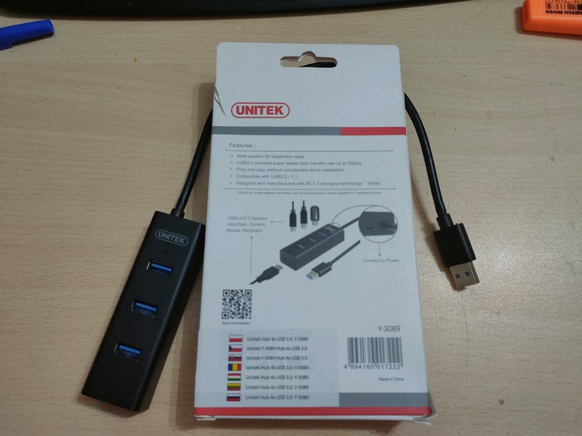 Unitek USB 3.0, 4-port hub, rozgałęźnik usb