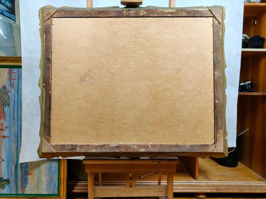 Obraz mieszany, wiejska zagroda, W. Stapiński, 1930 r.