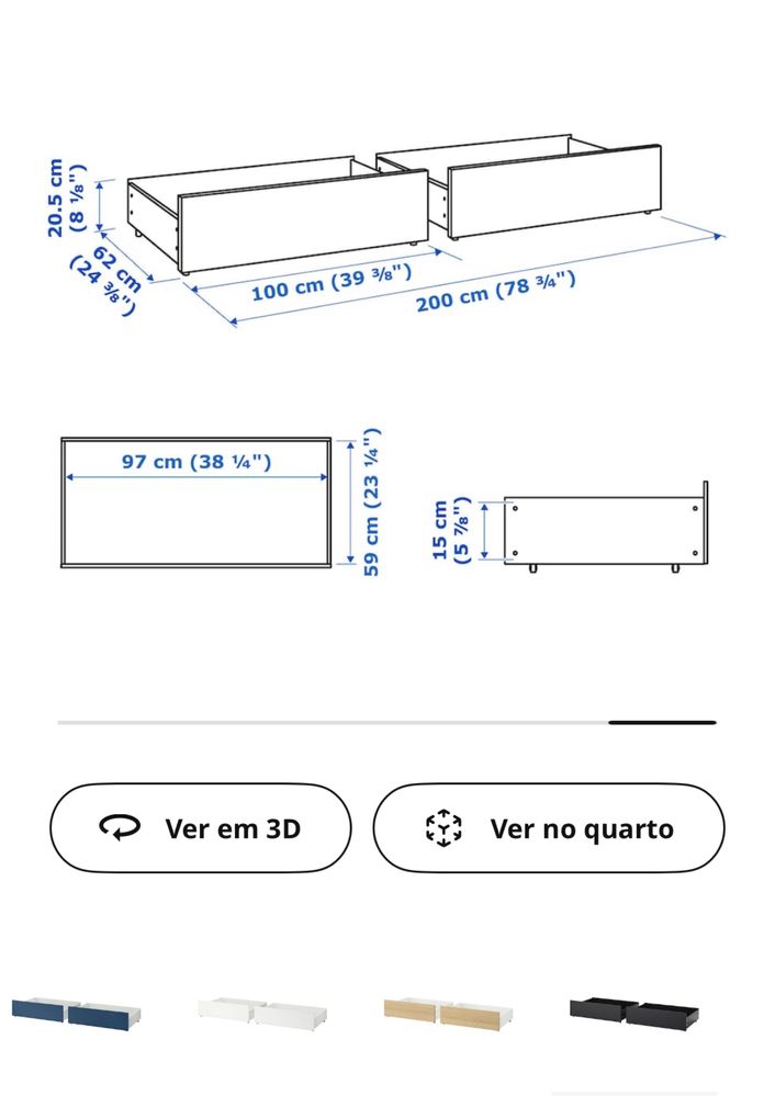 Vendo duas gavetas para cama MALM