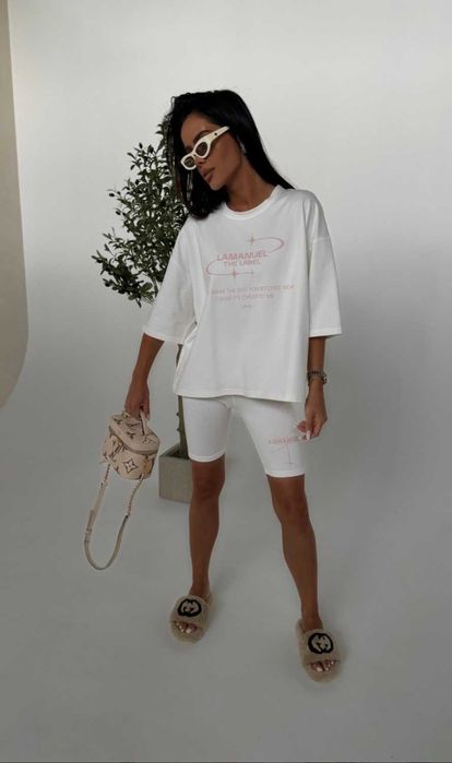 Tshirt BURST ecru Lamanuel uniwersalny uni oversize nowe