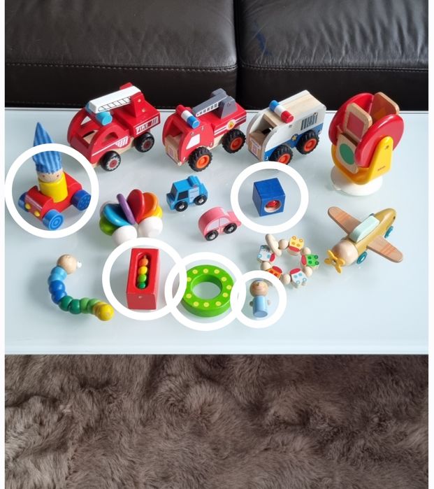 HABA Дерев'яні іграшки: фігури та форми,  конструктор, машина, клоун