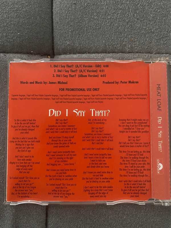 Meat Loaf – Did I Say That? (Promo CD Single, Polydor 2003)