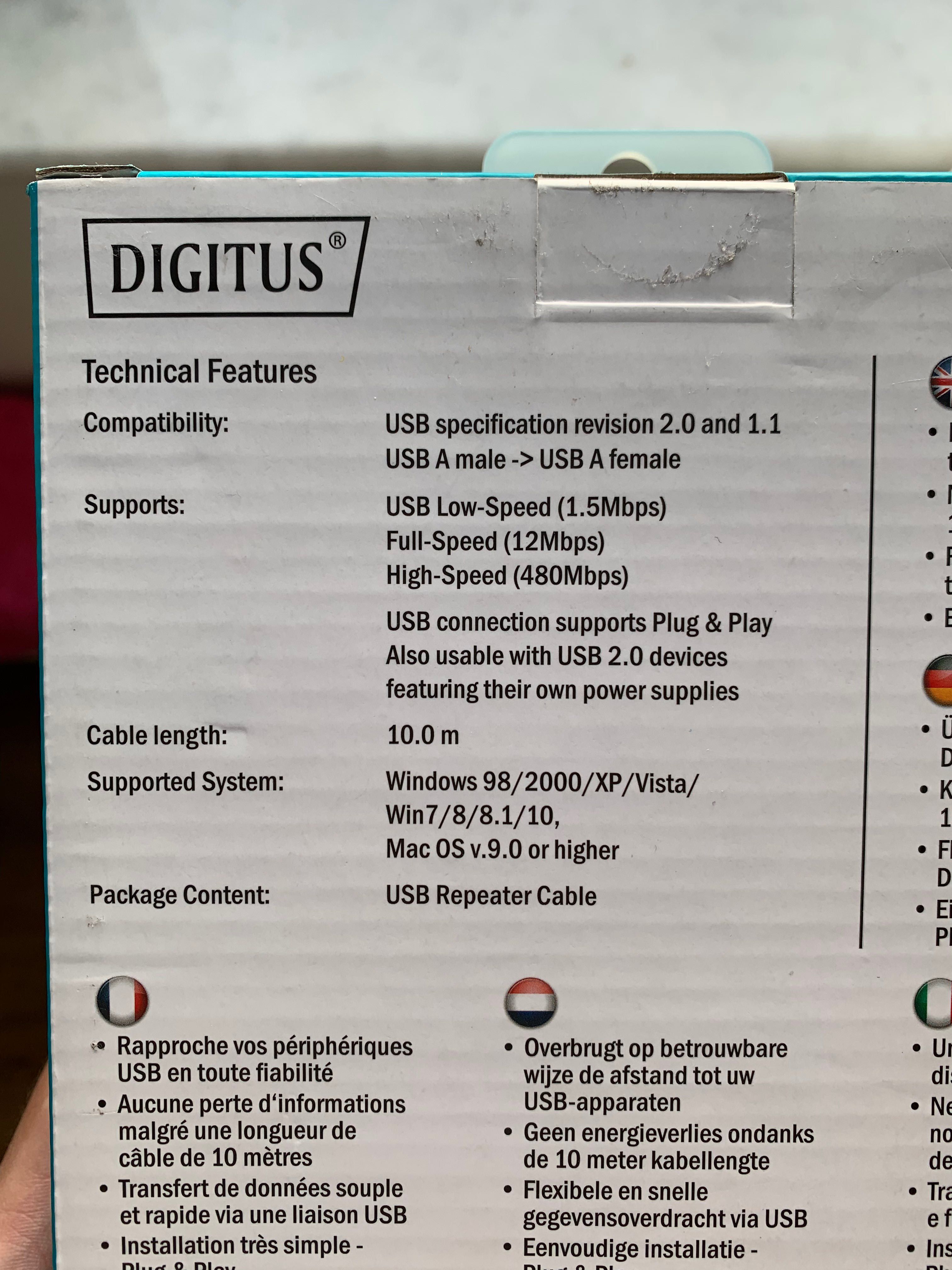 Usb repeater cable 10m Digitus