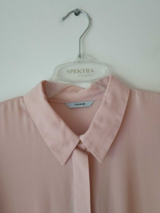 Koszula z długim rękawem mgiełka lekka pudrowy róż basic George XL 42