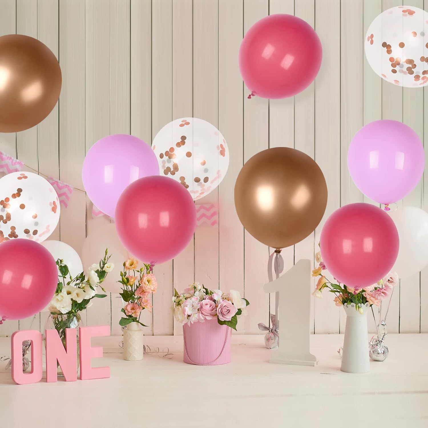 Zestaw 60 Balonów 30 cm Dekoracja na Urodziny i Imprezy Różowe i Białe