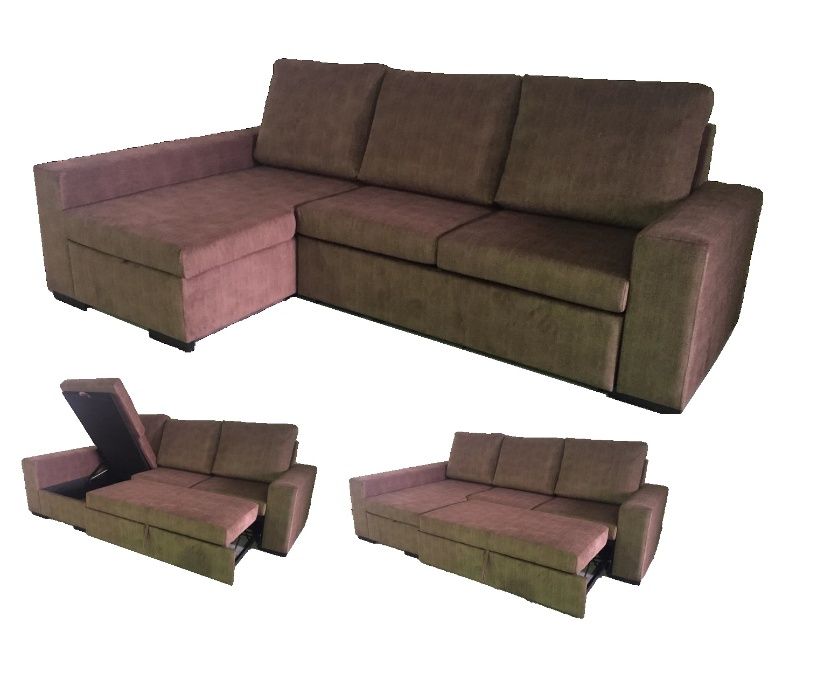 SOFA CAMA c/ Chaiselong - NOVO - FABRICA - Varias cores - sofá