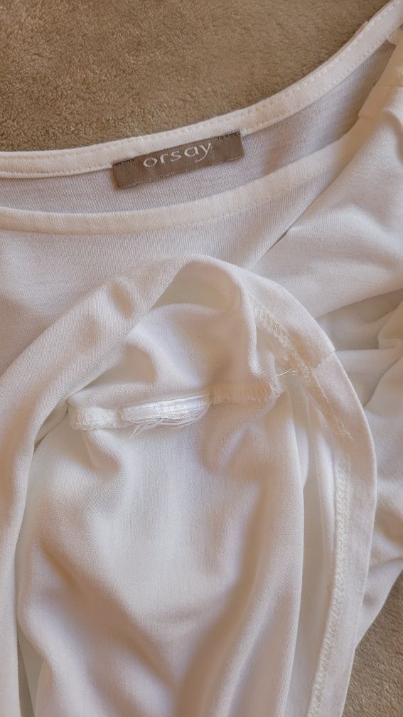 Orsay 42 XL top biała bluzka z krótkim rękawem