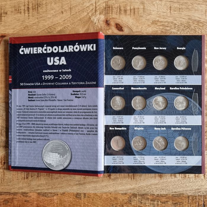 Ćwierćdolarówki USA album z monetami