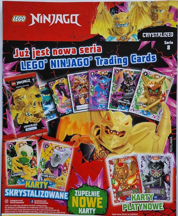 LEGO NINJAGO 8 ALBUM+klocki+ karty 120+ limitka złota CRYSTALIZED