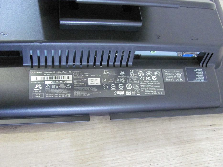 Monitor LCD 18,5" Compaq CQ1859S VGA Audio 1024X600PX TN