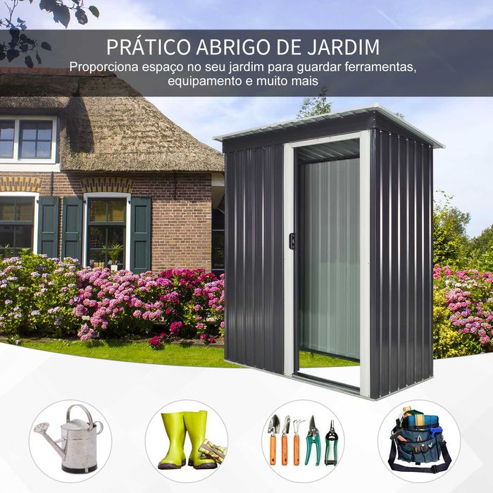 Abrigo Jardim Metal 163x89x182 cm Preto Novo