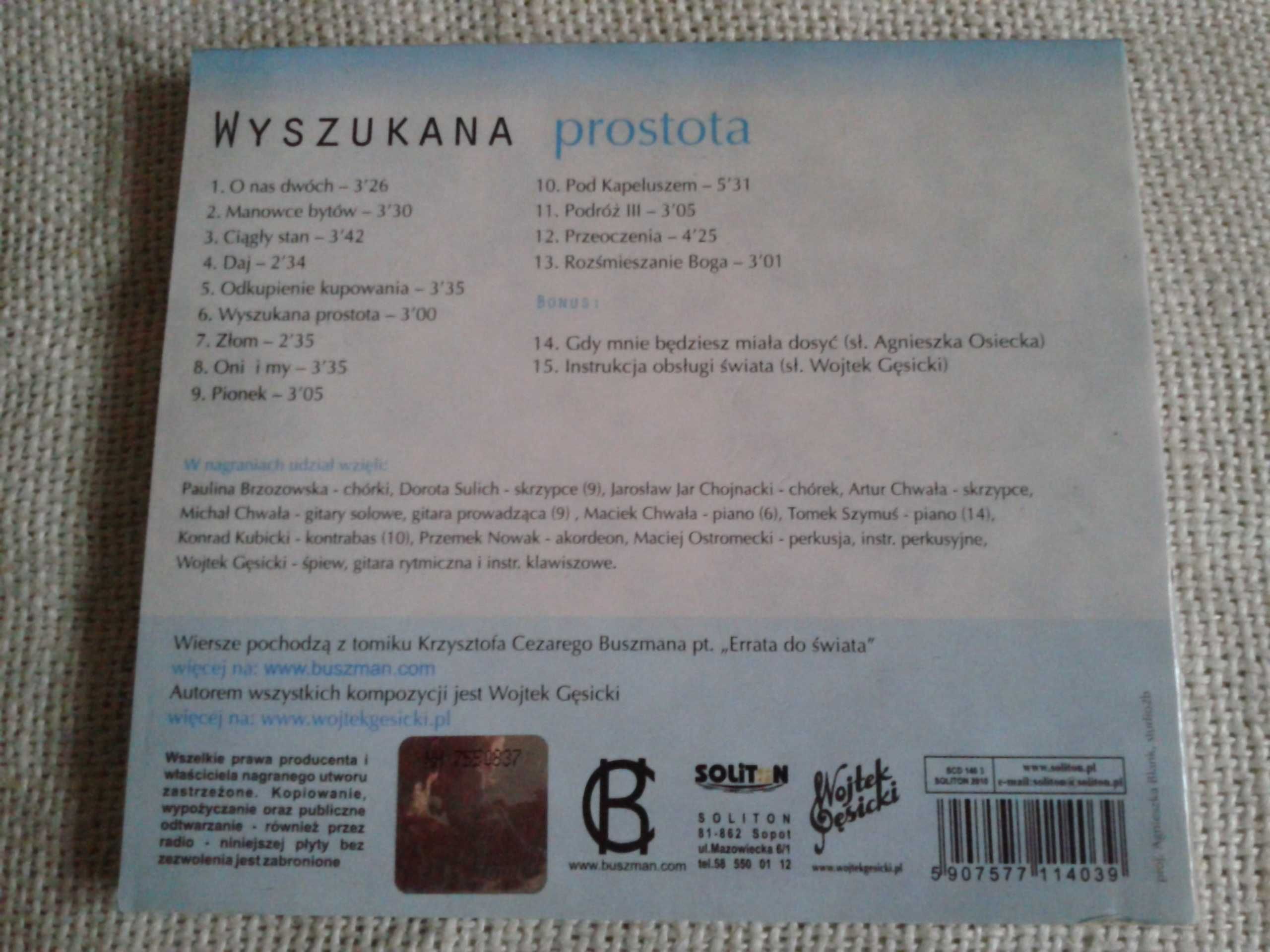 Wojciech Gęsicki - Wyszkukana Prostota  CD