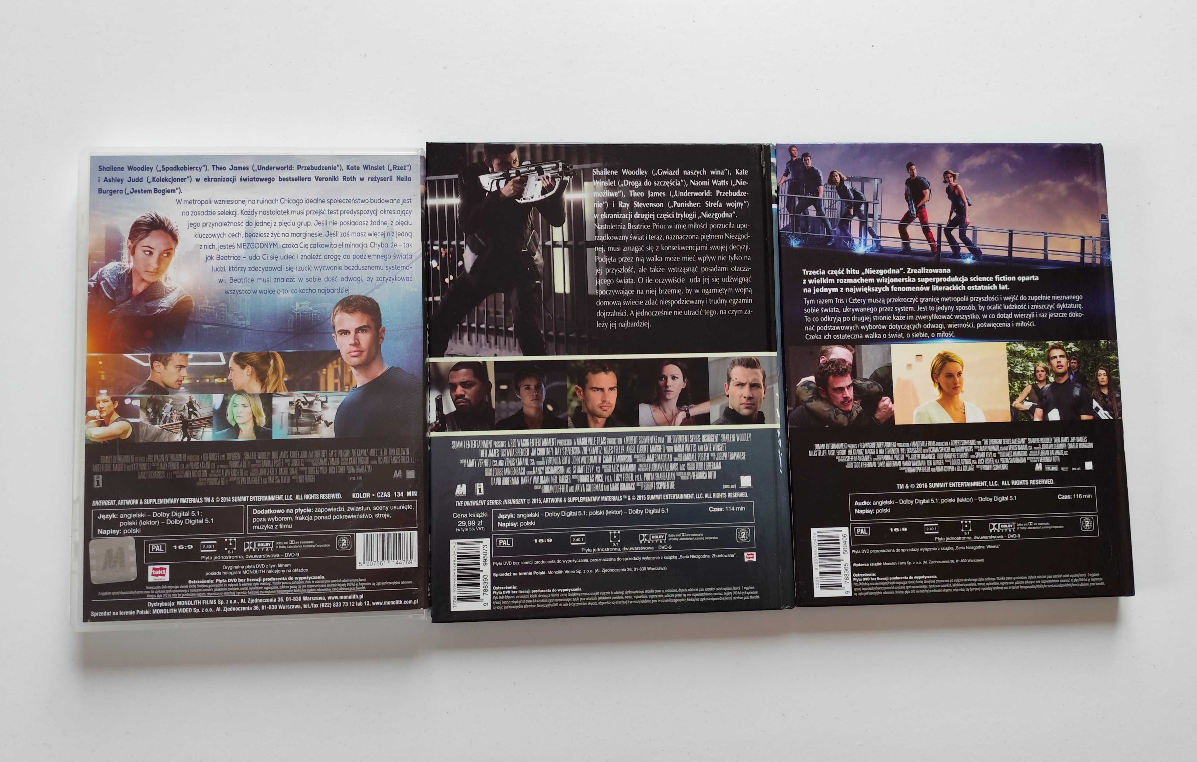 Filmy DVD Seria Niezgodna & Zbuntowana & Wierna 1-3 Trylogia Komplet