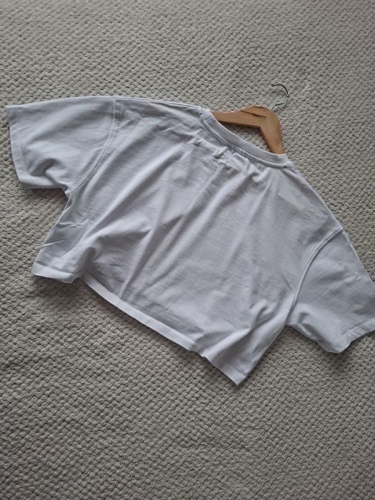 Zara tshirt pudelkowy oversize boxy premium bawelna bialy top super L