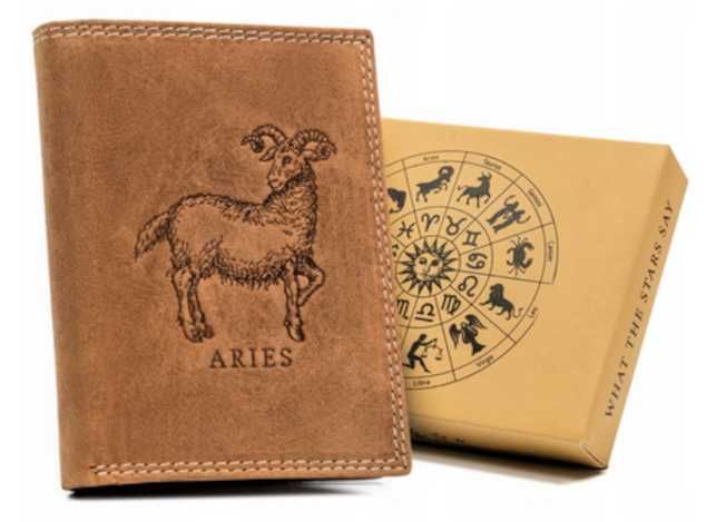 Męski portfel skórzany znak zodiaku Baran