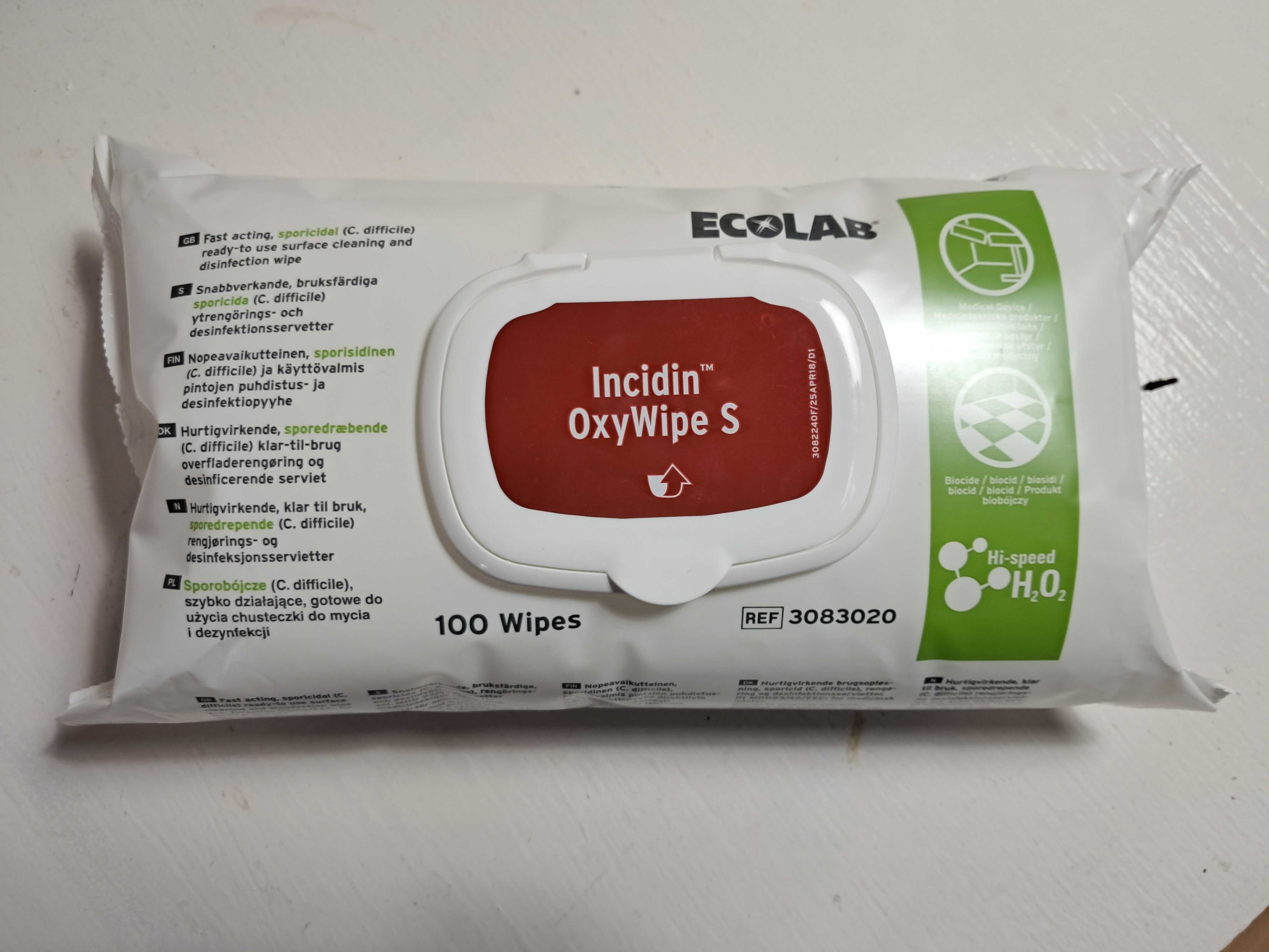 Chusteczki Sporobójcze szybko działa Ecolab Incidin OxyWipe S 100 szt.