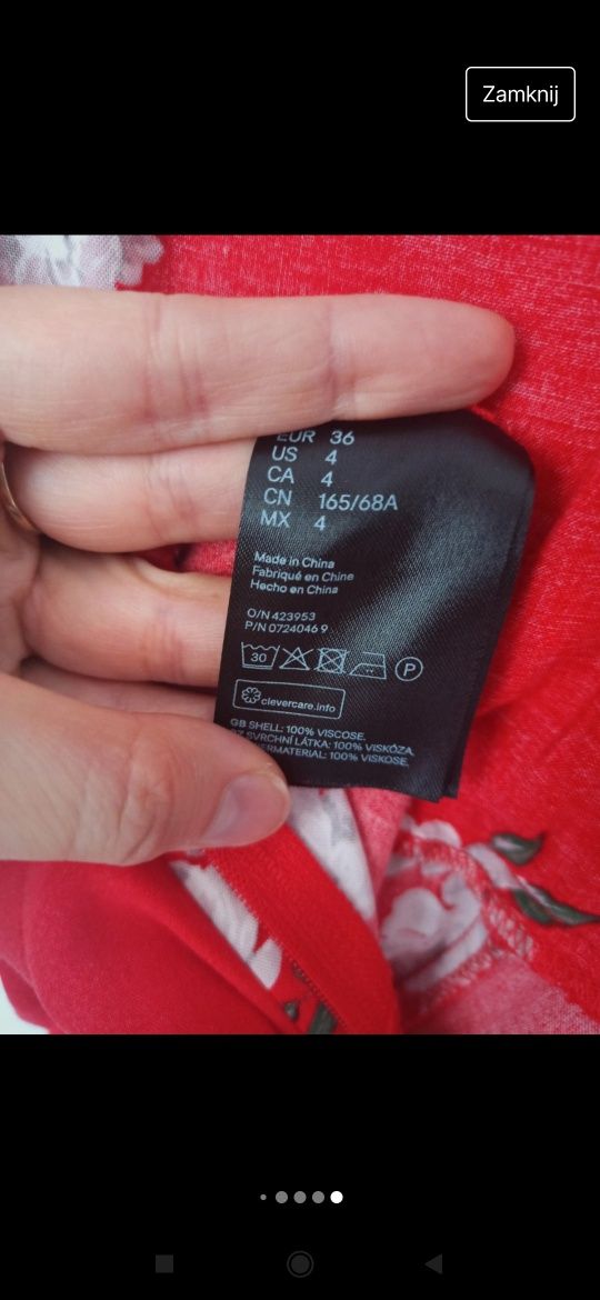 Kombinezon z dekoltem serek na cienkich ramiączkach w kwiaty h&m 36