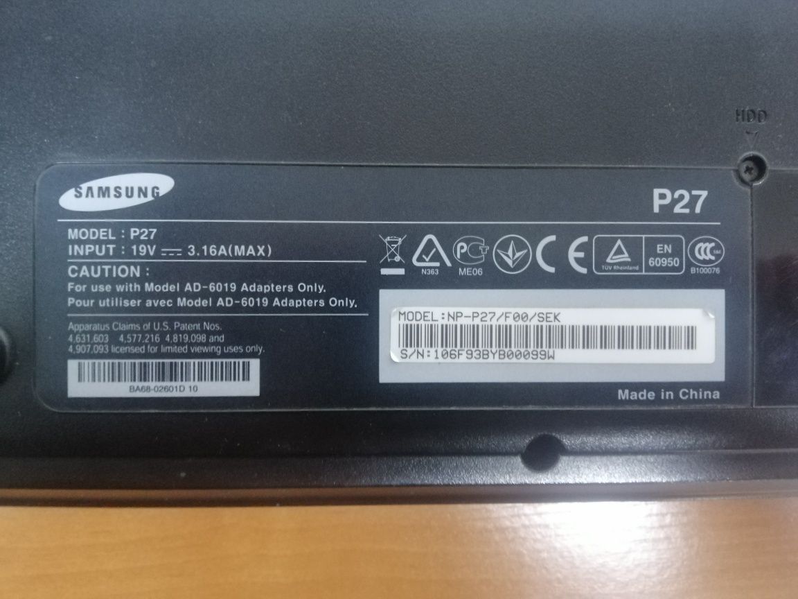 Продвам б/у нотбук Samsung P27(На детали) )