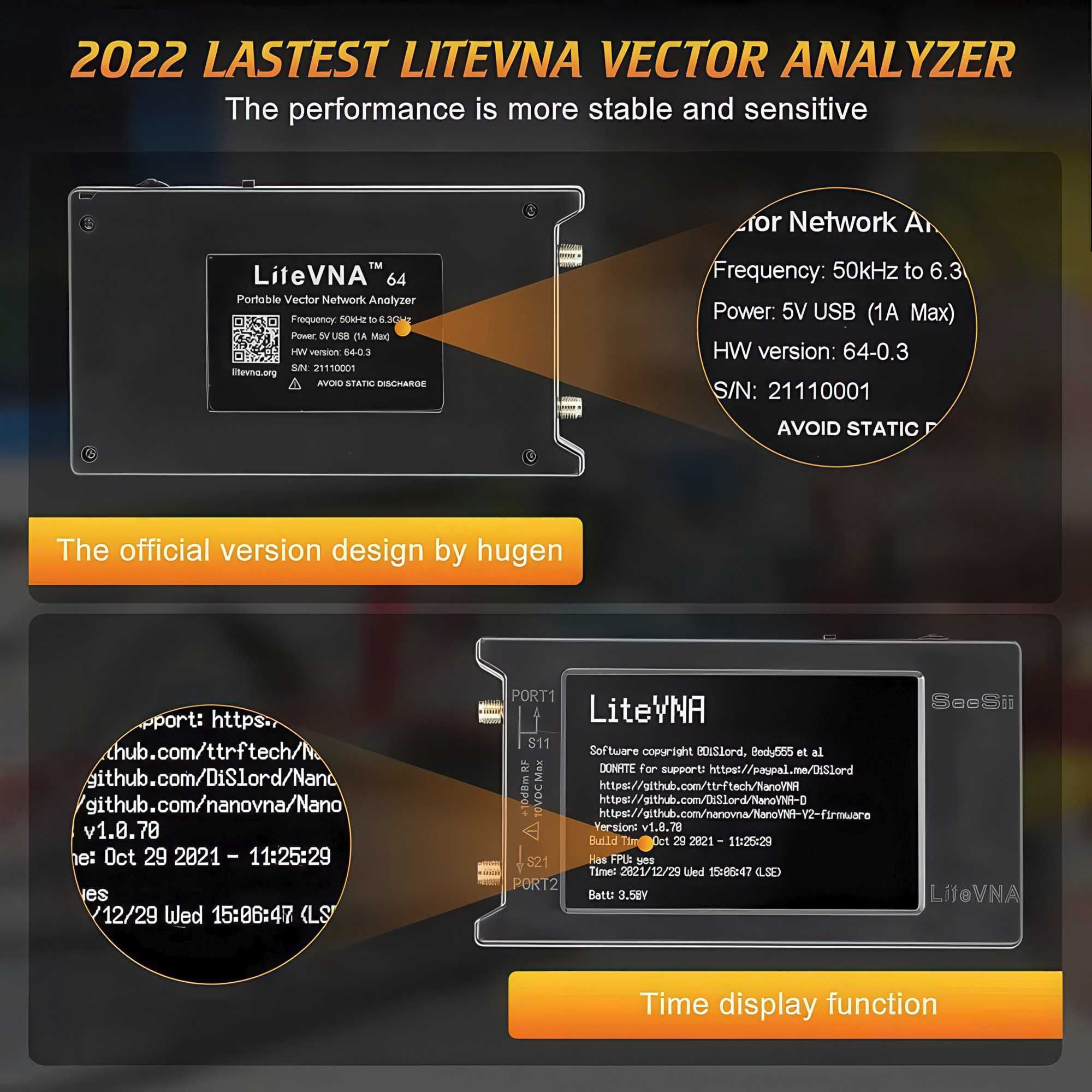 Векторний аналізатор LiteVNA-64 50кГц - 6.3Ггц