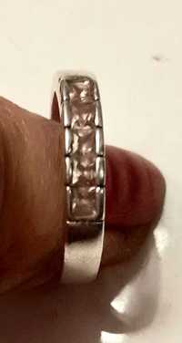 Srebrny pierścionek obrączka zdobiona