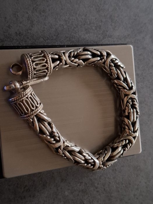 Bransoleta bransoletka męska srebrna próby 925 88gr 22cm krolewska