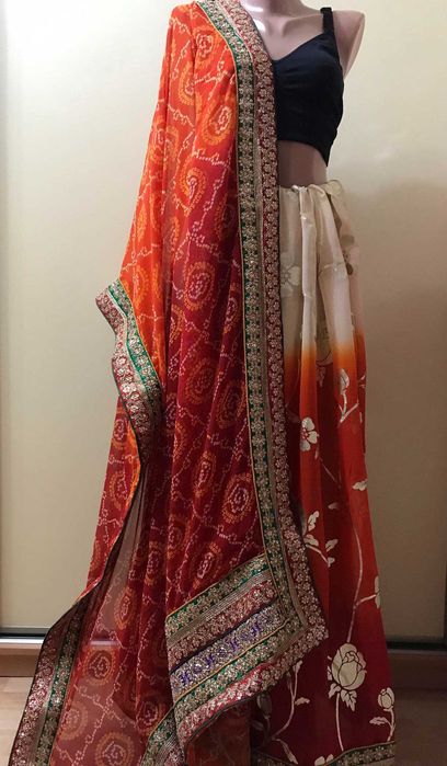 Сари Индия шикарное расшито серебряной нитью и паетками 5,55х1,10м