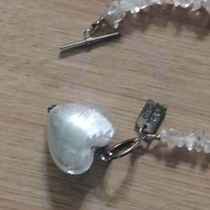 Naszyjnik damski korale łańcuszek serce kryształ górski