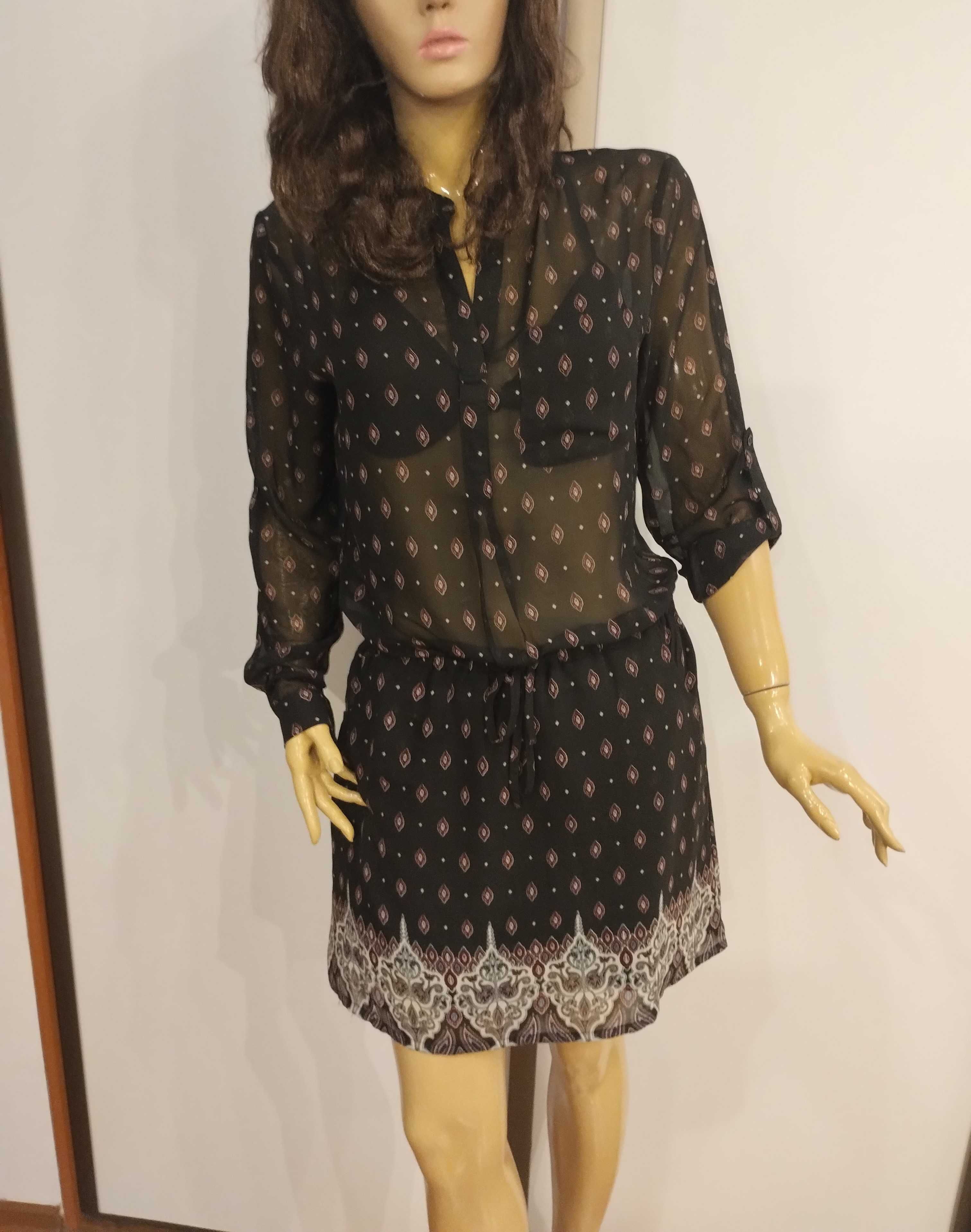 Czarna sukienka mgiełka transparent r.M musthave