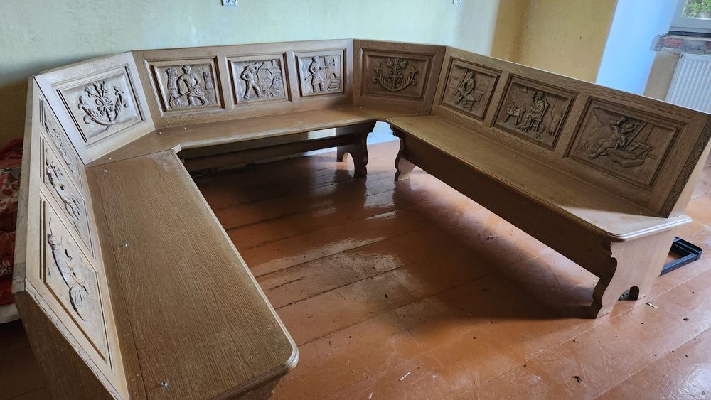 Zestaw drewniany ława ze stołem