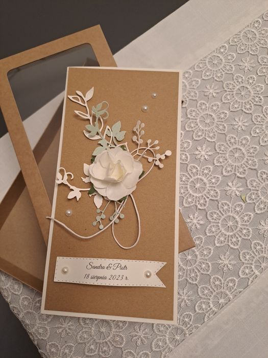 Kartka boho  w pudelku z okazji ślubu