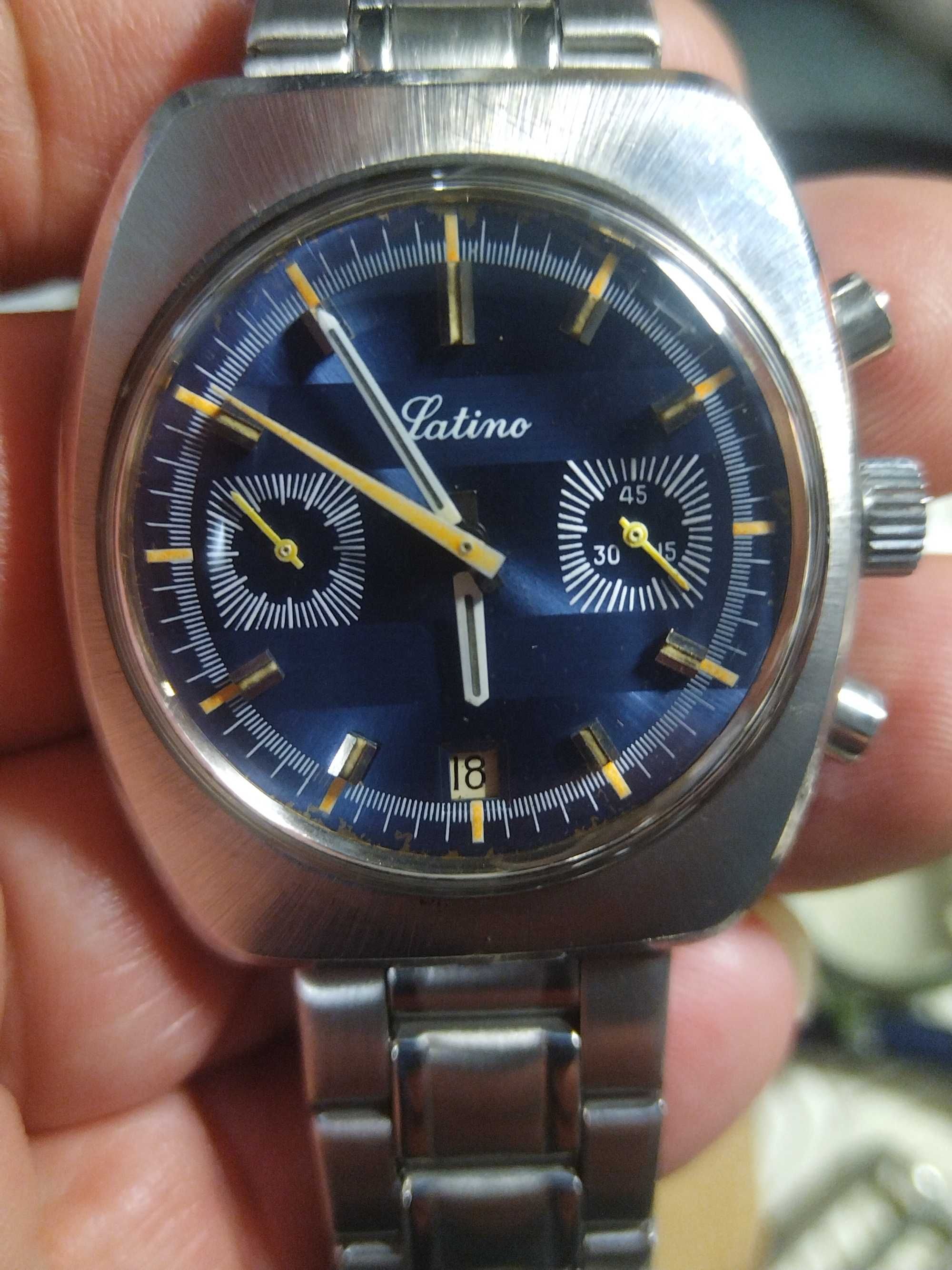 Vintage cronógrafo LATINO com calibre 7734 37mm 450 feet